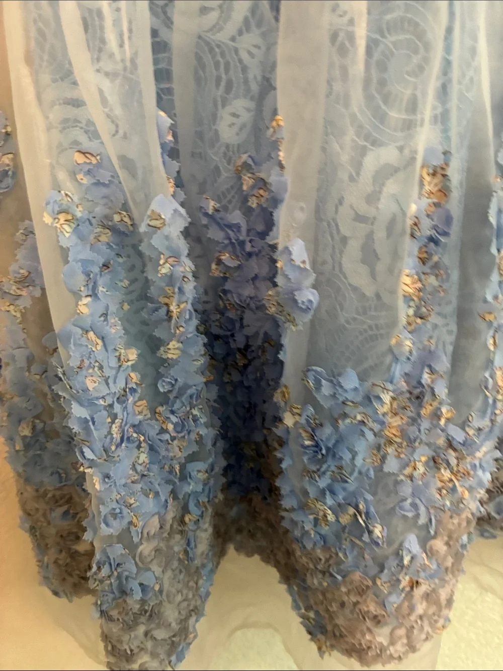 Blue Lace Floral Appliqué Girls' Formal Dress
